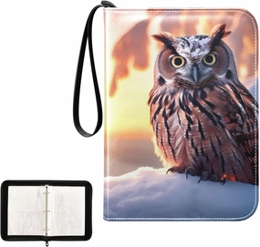 4 Pockets Trading Card Album Holder Book Folder Sports Card Binder Owl 3 400 Double Side Pockets for 3 Ring Binder Zipper