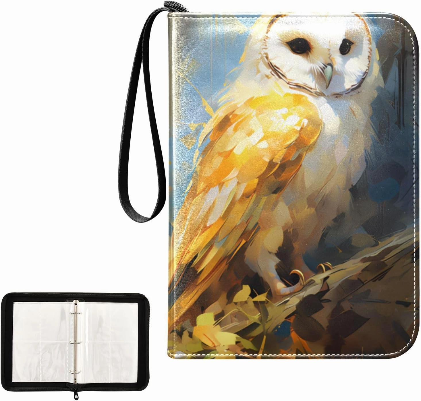 4 Pockets Trading Card Album Holder Book Folder Sports Card Binder Owl 6 400 Double Side Pockets for 3 Ring Binder Zipper