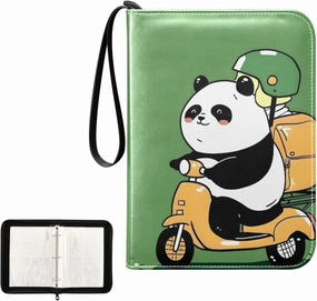 4 Pockets Trading Card Album Holder Book Folder Sports Card Binder Panda Green 400 Double Side Pockets for 3 Ring Binder Zipper