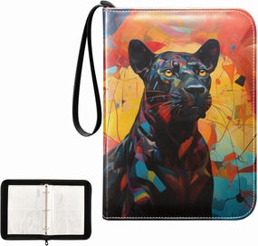 4 Pockets Trading Card Album Holder Book Folder Sports Card Binder Panther 400 Double Side Pockets for 3 Ring Binder Zipper