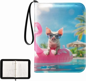 4 Pockets Trading Card Album Holder Book Folder Sports Card Binder Pig Pool 400 Double Side Pockets for 3 Ring Binder Zipper