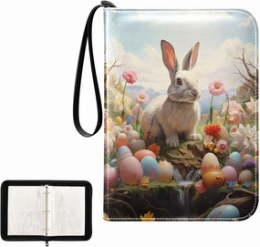 4 Pockets Trading Card Album Holder Book Folder Sports Card Binder Rabbit 1 400 Double Side Pockets for 3 Ring Binder Zipper