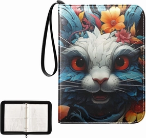 4 Pockets Trading Card Album Holder Book Folder Sports Card Binder Rabbit 5 400 Double Side Pockets for 3 Ring Binder Zipper