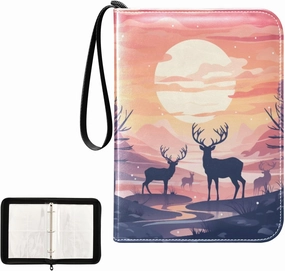 4 Pockets Trading Card Album Holder Book Folder Sports Card Binder Reindeer Elk 3 400 Double Side Pockets for 3 Ring Binder Zipper