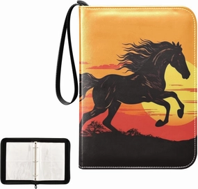 4 Pockets Trading Card Album Holder Book Folder Sports Card Binder Running Horse 1 400 Double Side Pockets for 3 Ring Binder Zipper