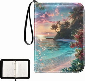 4 Pockets Trading Card Album Holder Book Folder Sports Card Binder Sea Myth 400 Double Side Pockets for 3 Ring Binder Zipper