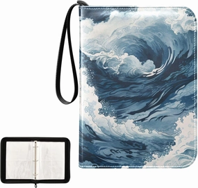 4 Pockets Trading Card Album Holder Book Folder Sports Card Binder Sea Wave 1 400 Double Side Pockets for 3 Ring Binder Zipper