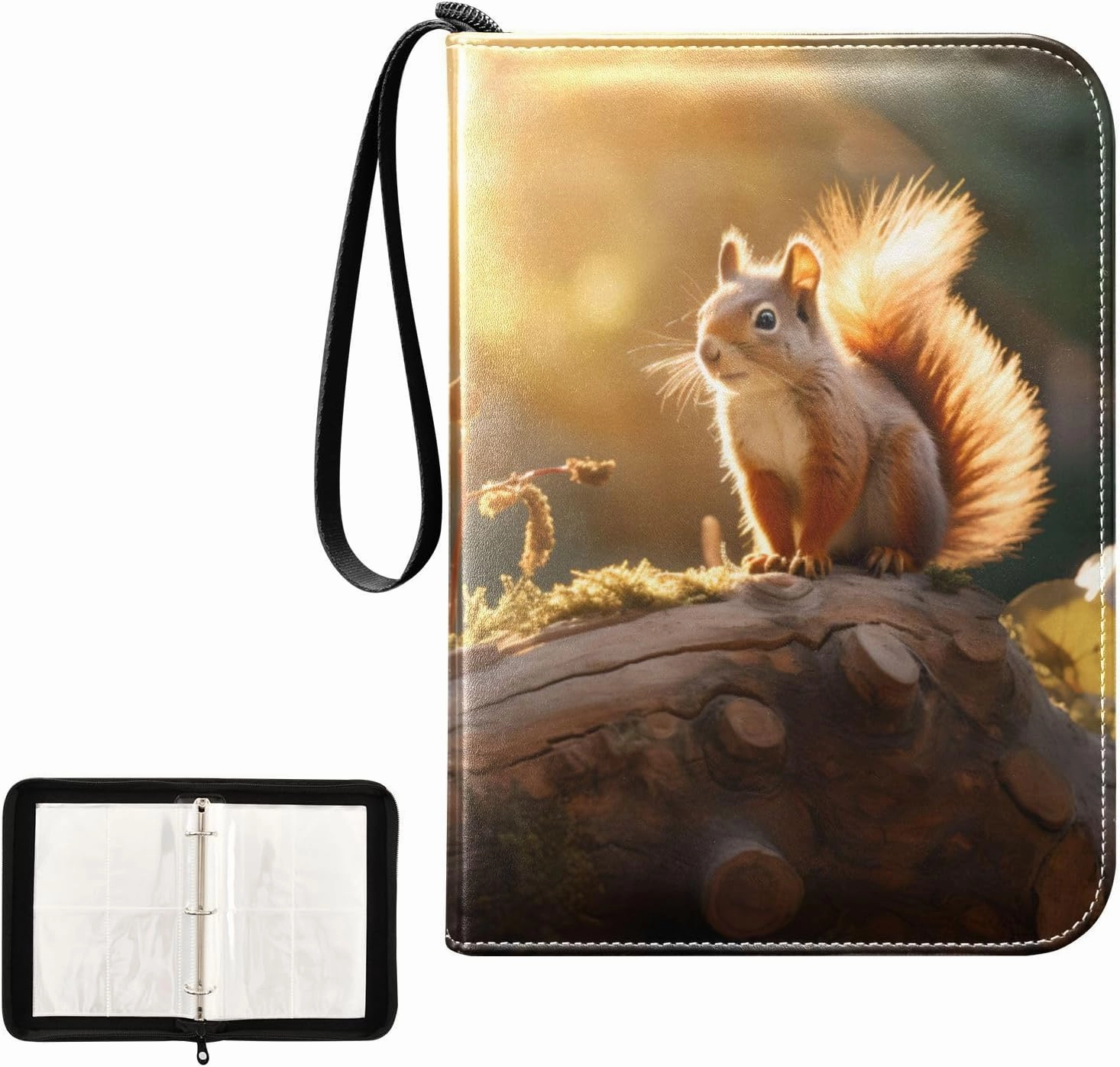 4 Pockets Trading Card Album Holder Book Folder Sports Card Binder Squirrel 2 400 Double Side Pockets for 3 Ring Binder Zipper