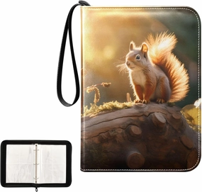 4 Pockets Trading Card Album Holder Book Folder Sports Card Binder Squirrel 2 400 Double Side Pockets for 3 Ring Binder Zipper