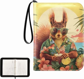 4 Pockets Trading Card Album Holder Book Folder Sports Card Binder Squirrel Hawaiian 400 Double Side Pockets for 3 Ring Binder Zipper