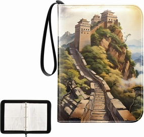 4 Pockets Trading Card Album Holder Book Folder Sports Card Binder The Great Wall 400 Double Side Pockets for 3 Ring Binder Zipper