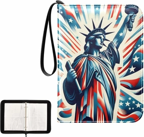 4 Pockets Trading Card Album Holder Book Folder Sports Card Binder The Statue Of Liberty 400 Double Side Pockets for 3 Ring Binder Zipper