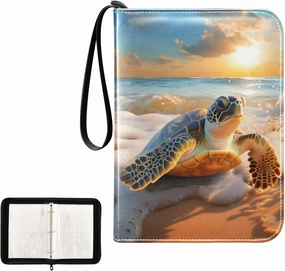 4 Pockets Trading Card Album Holder Book Folder Sports Card Binder Tortoise Beach 400 Double Side Pockets for 3 Ring Binder Zipper