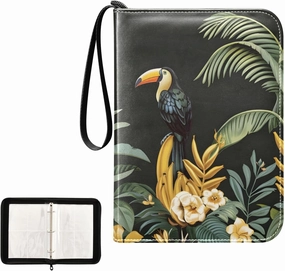 4 Pockets Trading Card Album Holder Book Folder Sports Card Binder Toucan Plants 400 Double Side Pockets for 3 Ring Binder Zipper