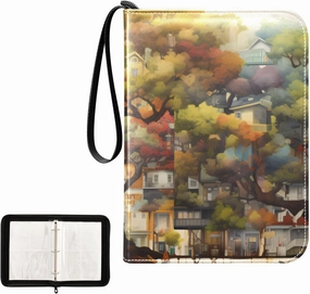 4 Pockets Trading Card Album Holder Book Folder Sports Card Binder Tree House 400 Double Side Pockets for 3 Ring Binder Zipper