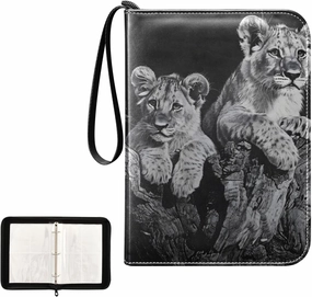 4 Pockets Trading Card Album Holder Book Folder Sports Card Binder Two Lion Cubs 400 Double Side Pockets for 3 Ring Binder Zipper