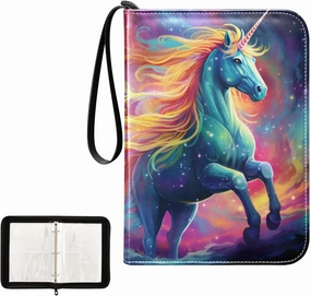 4 Pockets Trading Card Album Holder Book Folder Sports Card Binder Unicorn Galaxy 1 400 Double Side Pockets for 3 Ring Binder Zipper