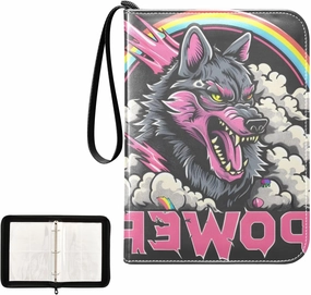 4 Pockets Trading Card Album Holder Book Folder Sports Card Binder Werewolf 400 Double Side Pockets for 3 Ring Binder Zipper