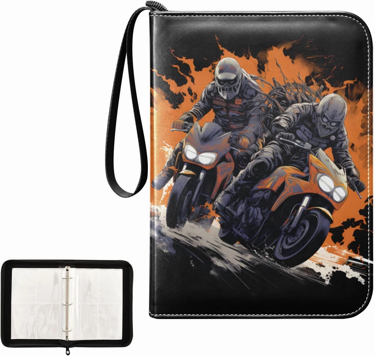 4 Pockets Trading Card Album Holder Book Folder Sports Card Binder Whale 4 Motorcycle Race 2 400 Double Side Pockets for 3 Ring Binder Zipper