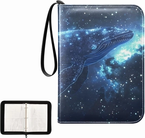 4 Pockets Trading Card Album Holder Book Folder Sports Card Binder Whale Stars 400 Double Side Pockets for 3 Ring Binder Zipper