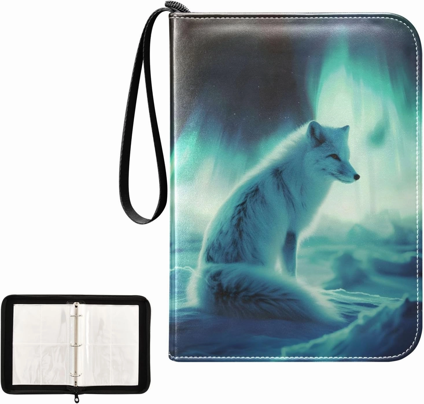4 Pockets Trading Card Album Holder Book Folder Sports Card Binder White Fox 2 400 Double Side Pockets for 3 Ring Binder Zipper