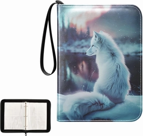 4 Pockets Trading Card Album Holder Book Folder Sports Card Binder White Fox 3 400 Double Side Pockets for 3 Ring Binder Zipper