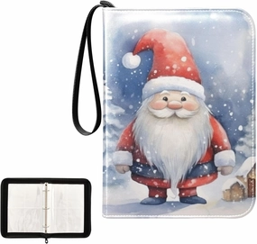 4 Pockets Trading Card Album Holder Book Folder Sports Card Binder Winter Gnome Dwarf 400 Double Side Pockets for 3 Ring Binder Zipper