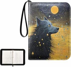 4 Pockets Trading Card Album Holder Book Folder Sports Card Binder Wolf 3 400 Double Side Pockets for 3 Ring Binder Zipper