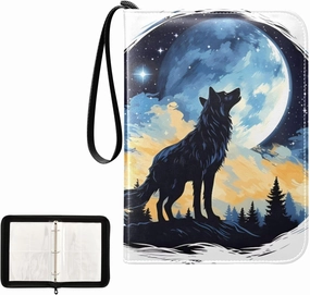 4 Pockets Trading Card Album Holder Book Folder Sports Card Binder Wolf 4 400 Double Side Pockets for 3 Ring Binder Zipper