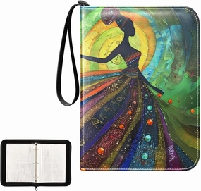 4 Pockets Trading Card Album Holder Book Folder Sports Card Binder Women Painting 400 Double Side Pockets for 3 Ring Binder Zipper
