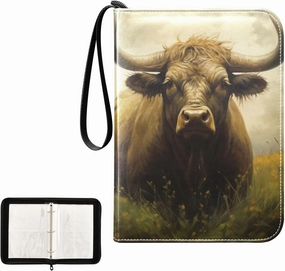 4 Pockets Trading Card Album Holder Book Folder Sports Card Binder Yak Cattle 2 400 Double Side Pockets for 3 Ring Binder Zipper