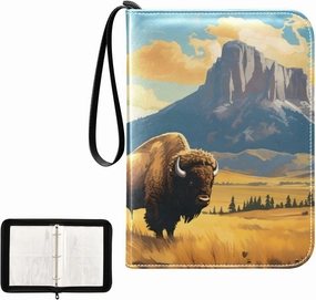4 Pockets Trading Card Album Holder Book Folder Sports Card Binder Yak Cattle 4 400 Double Side Pockets for 3 Ring Binder Zipper