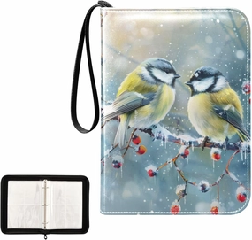 4 Pockets Trading Card Album Holder Book Folder Sports Card Binder Yellow Sparrow 400 Double Side Pockets for 3 Ring Binder Zipper