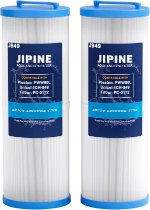 4CH-949 Spa Filter Replacement for Pleatco PWW50L, FIL50-5D13H15FCT-3, Filbur FC-0172, SD-01143, 817-4050, Compatible for Waterway Teleweir 50, Rising Dragon 50, Hot Tub Filter 2 Pack
