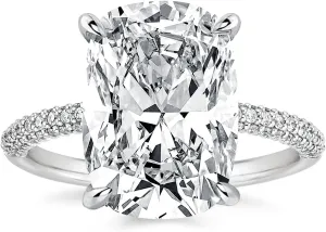 4CT/7CT Elongated Cushion Cut Promise Ring for Women, Simulated Diamond Ring, 925 Sterling Silver 18K White Gold/Yellow Gold Plated Engagement Rings