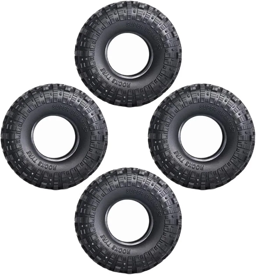4PCS 1.9'' 110mm RC Crawler Tires for Axial SCX10 90047 D90 D110 TF2 | High Wear- Soft Rubber | Aggressive Lugs & Narrow Extreme Scale All Terrain Tire | Suitable for 1/10 RC