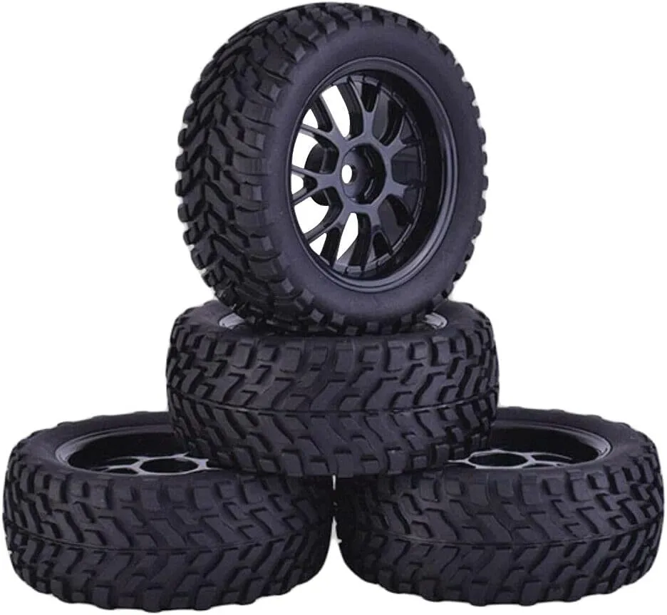 4PCS 75MM Super Soft Rubber Rally Car Wheel Rim&Tires Hex 12MM Replacement Spare Parts for HSP HPI 1:10 RC Racing Car Accessory Part