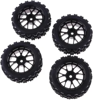 4pcs Rubber RC Racing Tires Wheel Rim for 1/10 HSP HPI Rally Car Truck - Soft Tires with Strong Grip - Best Replacement for RC Vehicles