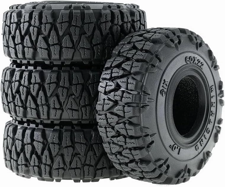4pcs 60mm 1.0" Soft Rubber Wheel Tire Mud Tire for 1/18 1/24 RC Crawler Car Axial SCX24 Bronco AX24 TRX4M FMS FCX24 Enduro24