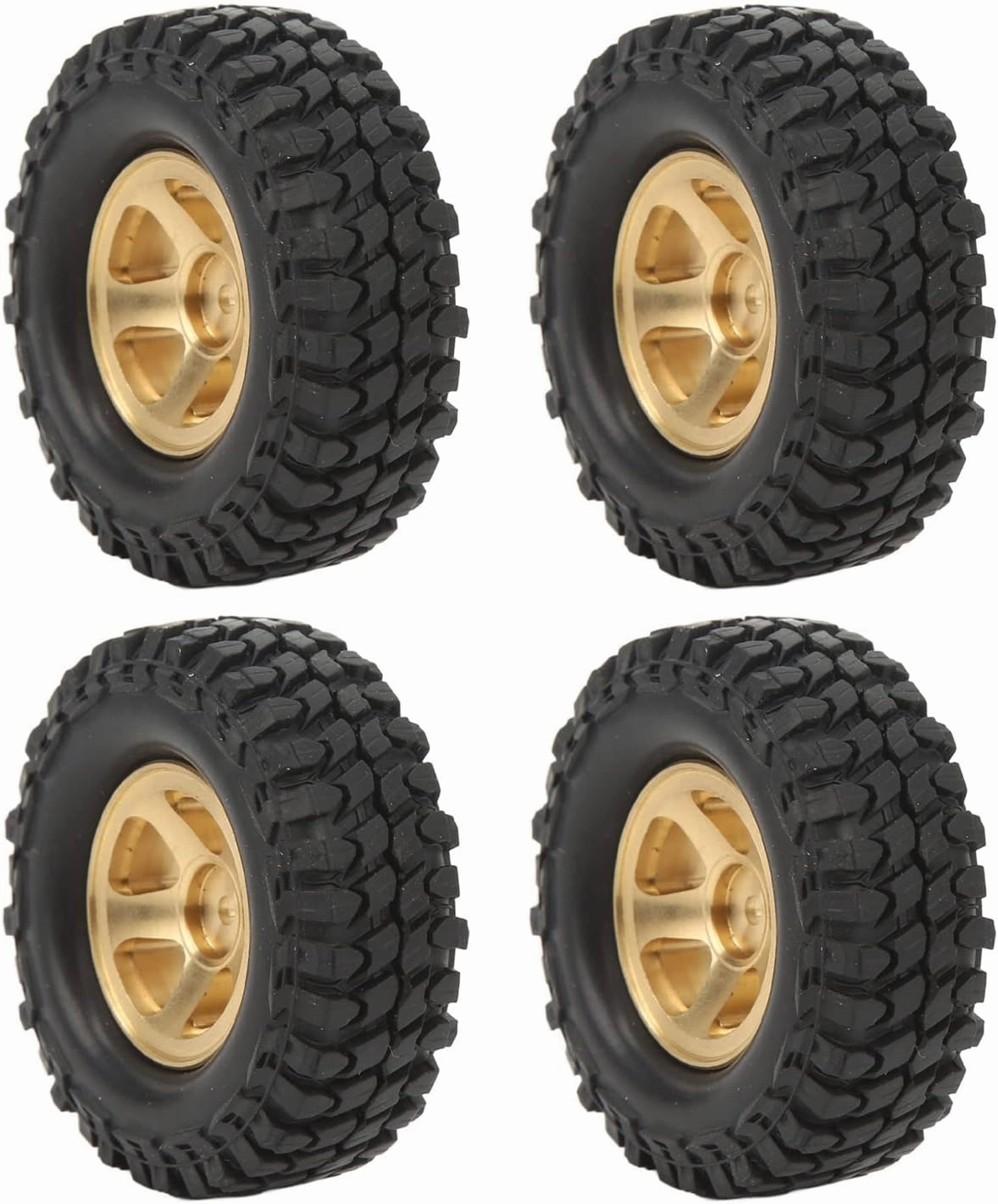4Pcs Brass Wheel Hubs and Soft Rubber Tires Set for FCX24 1/24 RC Crawler Car