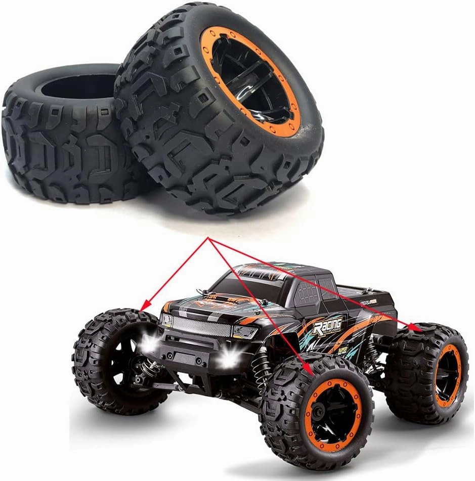 4pcs/Set Remote Control Vehicle Tires Fit The 1/16 1/14 1/12 RC Car Off-Road Vehicle Hub Modification and Opgrading Accessories (Orange)
