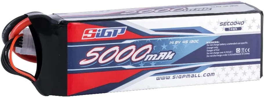 4S 14.8V Lipo Battery 5000mAh 130C Soft Case with EC5 Plug for RC Car Truck Boat Vehicles Tank Buggy Racing Hobby