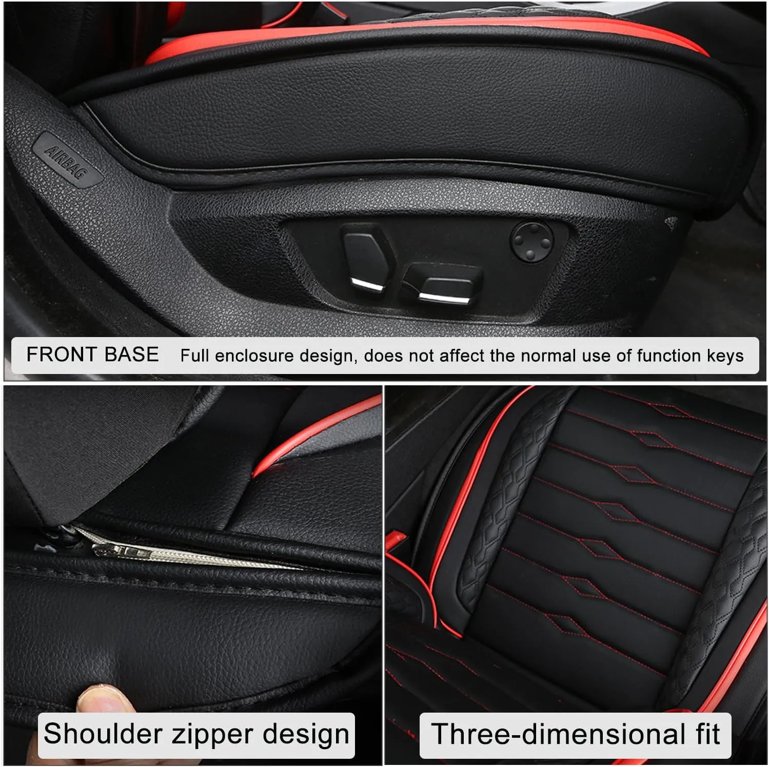 5 Seat Covers for Hyundai Elantra 2002-2024 Napa Leather Seat Covers Water and Dust Resistant Soft Car Seat Protectors Comfortable Car Seat Covers with Airbags (Black Blue Bars, Luxury)