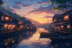 500 Pieces Puzzles for Adults Fishing Village at Dusk -Jigsaw Puzzle for Adults Challenging Puzzle Perfect for Game Nights