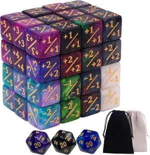 51 Pieces MTG Dice Set Creature Stats  1/ 1 Counters Dice Tokens with 2 Dice Bags for MTG,TCG,Card Games Accessories(8 Colors)
