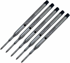 5 Pack - Monteverde "K" Style Ballpoint Refill to Fit Sheaffer Ballpoint Pens, Medium Point, Soft Roll (Bulk Packed) (Black)