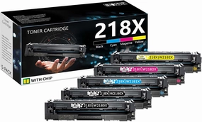 5 Pack W2180X W2181X W2182X W2183X BK/C/M/Y Toner Cartridge with chip Replacement 218X High Yield Compatible HP 3201dw 3301cdw 3301fdw 3301sdw Printer