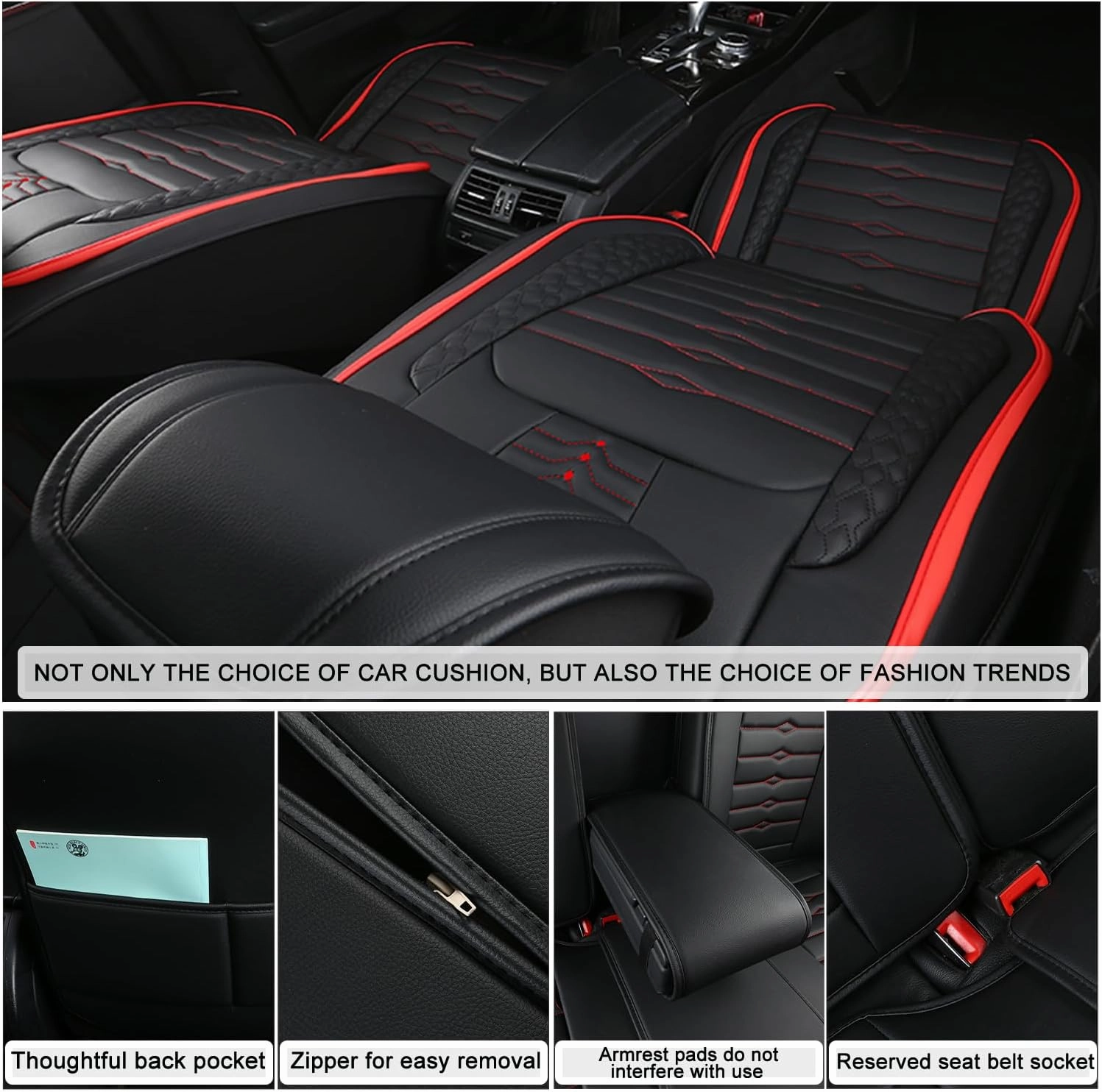 5 Seat Covers for Genesis GV80 2021-2025 Napa Leather Seat Covers Water and Dust Resistant Soft Car Seat Protectors Comfortable Car Seat Covers with Airbags (Black White Bars, Standard)