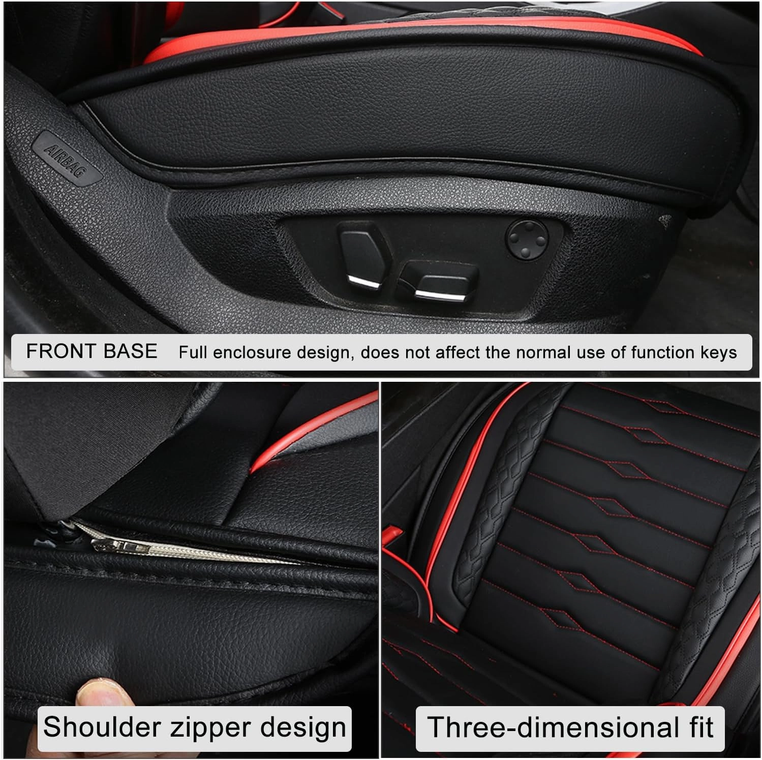 5 Seat Covers for Genesis GV80 2021-2025 Napa Leather Seat Covers Water and Dust Resistant Soft Car Seat Protectors Comfortable Car Seat Covers with Airbags (Black White Bars, Standard)