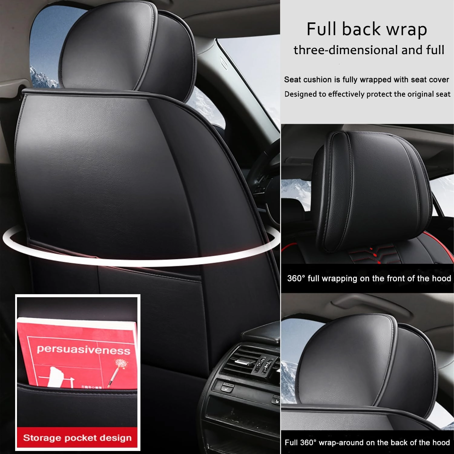 5 Seat Covers for Genesis GV80 2021-2025 Napa Leather Seat Covers Water and Dust Resistant Soft Car Seat Protectors Comfortable Car Seat Covers with Airbags (Black White Bars, Standard)